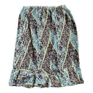 Vintage 90’s Boho Patchwork Skirt Christopher Banks Women’s Size XL Blue Brown